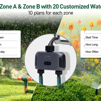 Insoma Automatic 2-Outlet Water Timer for Garden Irrigation & Sprinklers