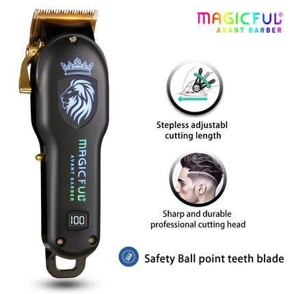MAGICFUL New Professional Hair Clipper Rechargeable Electric Trimmer For Men