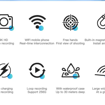 Dibellay 4K Magnetic Body Cam – Smart Wireless Action Camera