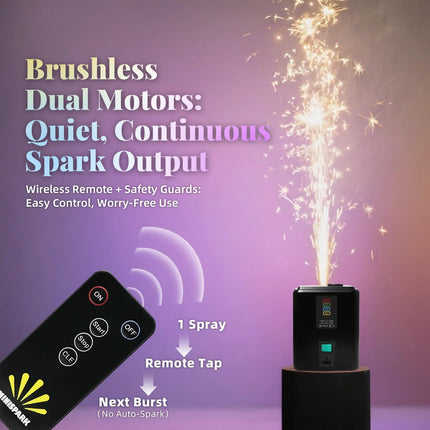 350W Mini Cold Spark Machine - Portable with Auto Cutoff,  Fountain Spark Effects for Stage/Wedding