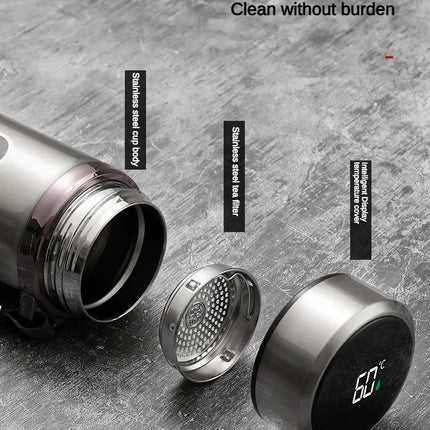 DIBELLAY – Thermos Inox 500 ml–1 L avec Affichage Température LED, Flacon Sous Vide Portable