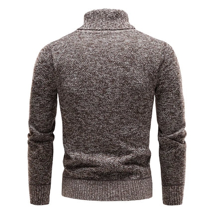 DIBELLAY Men’s Fleece Turtleneck Sweater – Autumn/Winter Slim Fit
