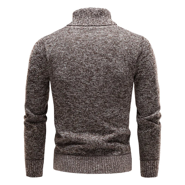 DIBELLAY Men’s Fleece Turtleneck Sweater – Autumn/Winter Slim Fit