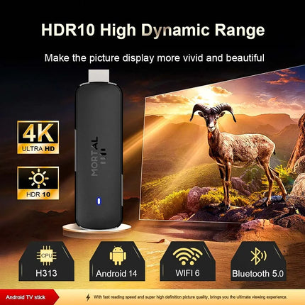 Mortal Q8 – TV Stick Android 14, Wi-Fi 6, BT 5.0, Google Assistant