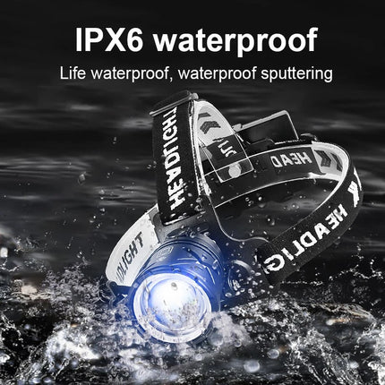 8000LM Rechargeable LED Headlamp Type-C for Fishing & Outdoor