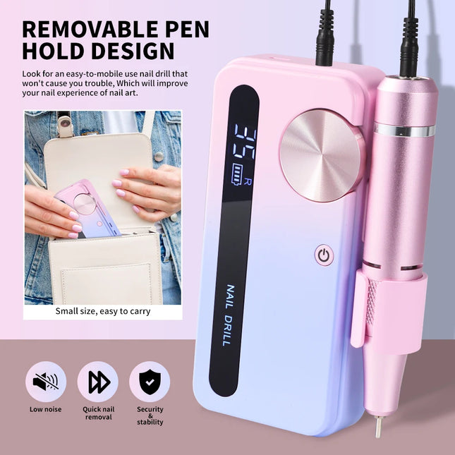 Ponceuse à ongles électrique 35 000 RPM – Rechargeable & portable