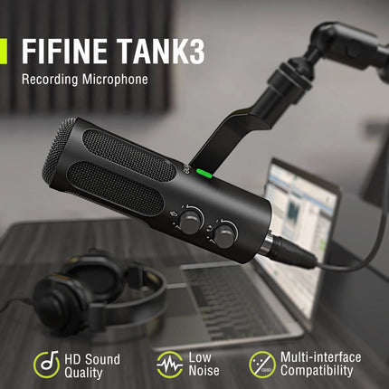 DIBELLAY FIFINE Tank3 USB/XLR Dynamic Microphone – Studio Podcasting, Noise Reduction, Premium Sound