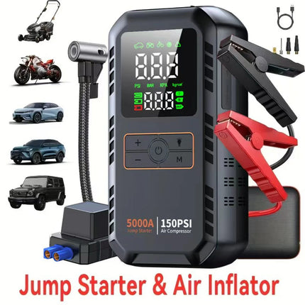 4-in-1 Car Jump Starter with Air Compressor 5000A 150PSI Power Bank Tire Inflator