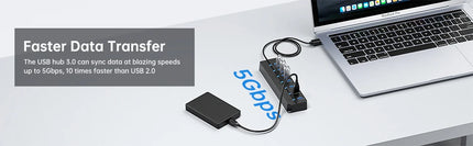 USB 3.0 Hub 7 Ports 5Gbps with Power Switch