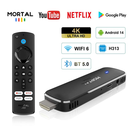 Mortal Q8 – TV Stick Android 14, Wi-Fi 6, BT 5.0, Google Assistant