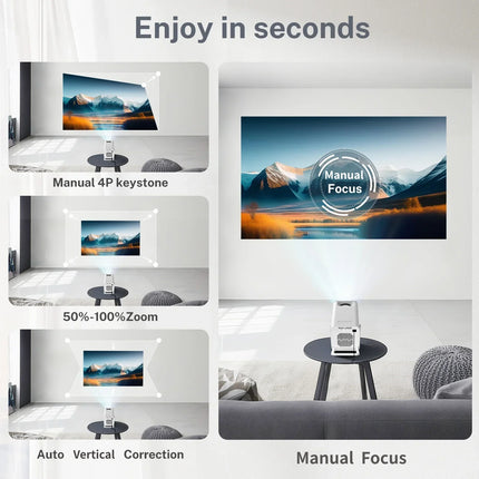 LynCast X1 Smart Mini Projector, 1080P Support, WiFi 6, BT 5.4, 180° Rotation
