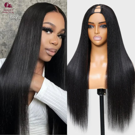 Beauty Forever EasiContour™  V Part Wig Yaki Straight 100% Virgin Human Hair Yaki Straight Human Hair Wig