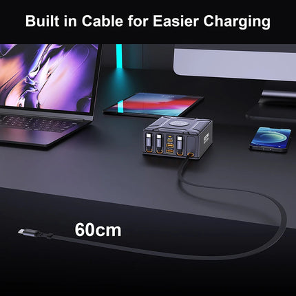 550W 7-in-1 GaN Charging Station with Retractable USB-C Cable