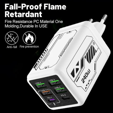 Chargeur USB-C 240W 6 Ports Charge Rapide EU/US/UK