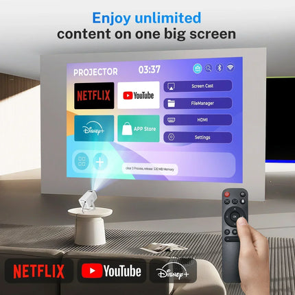 LynCast X1 Smart Mini Projector, 1080P Support, WiFi 6, BT 5.4, 180° Rotation