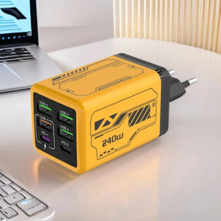Chargeur USB-C 240W 6 Ports Charge Rapide EU/US/UK