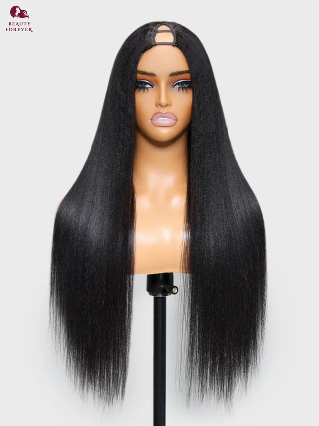 Beauty Forever EasiContour™  V Part Wig Yaki Straight 100% Virgin Human Hair Yaki Straight Human Hair Wig