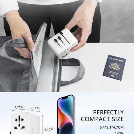 LENCENT Universal Travel Adapter with USB-C PD Fast Charging
