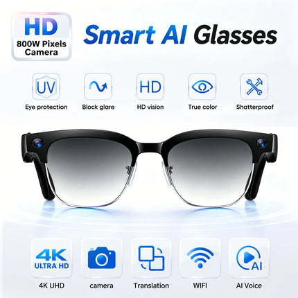 4K AI Smart Glasses with Translation