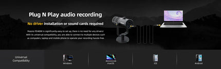 DIBELLAY Maono PD400X USB/XLR Microphone – All-Metal, Mute & Headphone, Podcast/Streaming