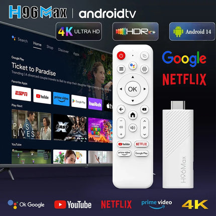H96 MAX – Mini TV Stick Android 14, Wi-Fi 6, BT, 4K HD, Google Assistant