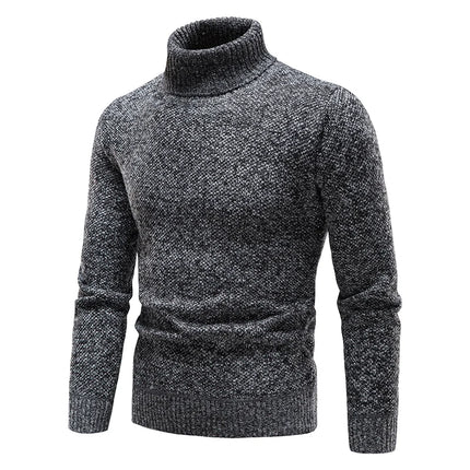 DIBELLAY Men’s Fleece Turtleneck Sweater – Autumn/Winter Slim Fit