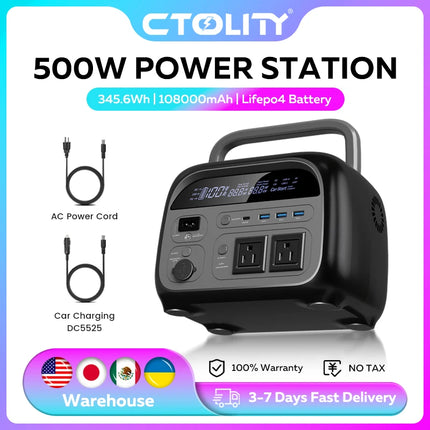 CTOLITY 500W Portable Power Station with AC Output & Solar Charging
