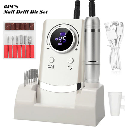 Professional 45,000 RPM Nail Drill Machine – Rechargeable & Low Noise