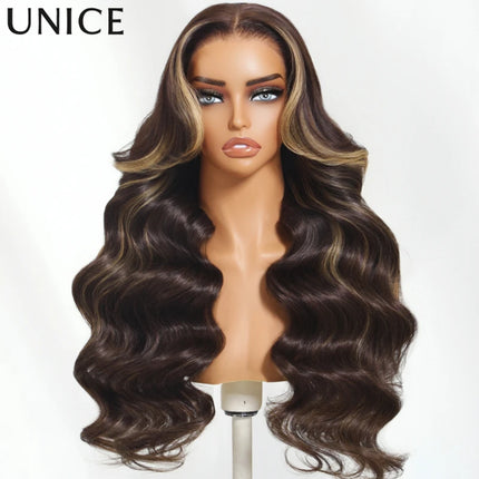 UNice Bye-Bye Knots 7x5 Lace Wig – Chocolate Brown with Highlights, Loose Wave”