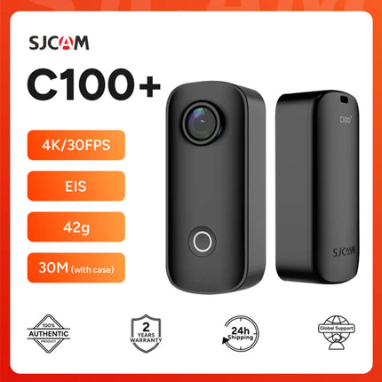 DIBELLAY SJCAM C100 Plus 4K Action Camera – 30M Waterproof, 2.4G WiFi, EIS, Sports & Motorcycle Use