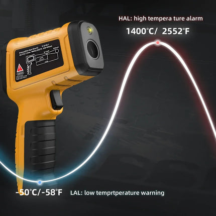 DIBELLAY BSIDE H3 Infrared Thermometer Gun – Digital Laser, -50~1400°C, Non-Contact Industrial Temperature Tester