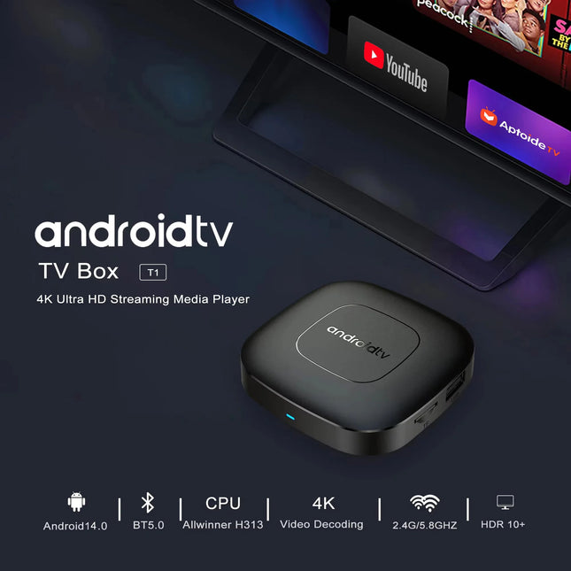 T1 – TV Box Android 13, Wi-Fi Double Bande, BT, Google Assistant, Netflix, 2GB+16GB