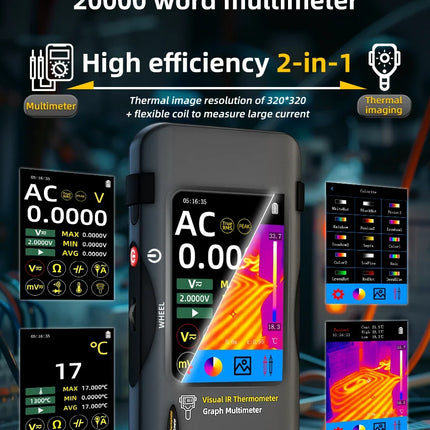 DIBELLAY BSIDE SH9/SH7 Thermal Imager & Multimeter 2-in-1 (320×320, 20000 Counts) – Auto & Heating