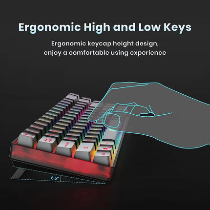 Wireless Gaming Keyboard 68 Keys – Backlit & Rechargeable