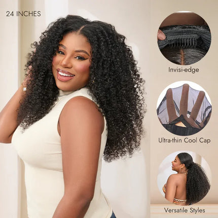 3-in-1 Afro Kinky Curly Half Wig – Human Hair, Glueless