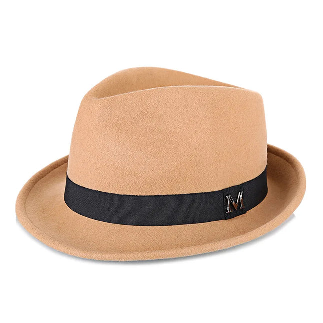 Men Winter Thick Warm Felt Fedora Hats Wool Gentleman