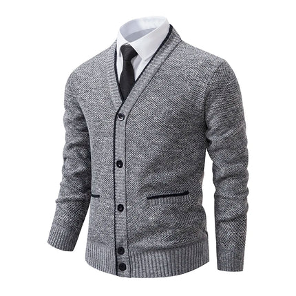 DIBELLAY Men’s V-Neck Knitted Cardigan – Autumn/Winter