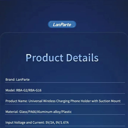 DIBELLAY LanParte – Support Voiture Sans Fil 15W avec Recharge Rapide Auto-Clamp