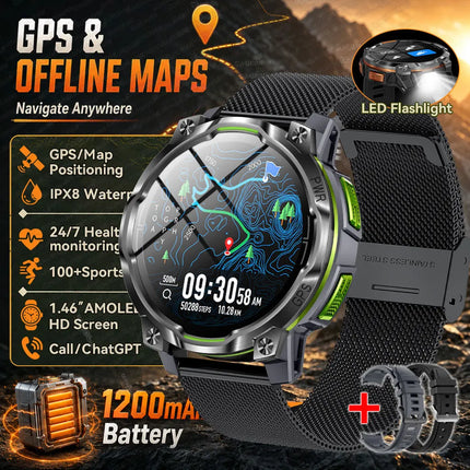GPS Sports Smart Watch with Flashlight
