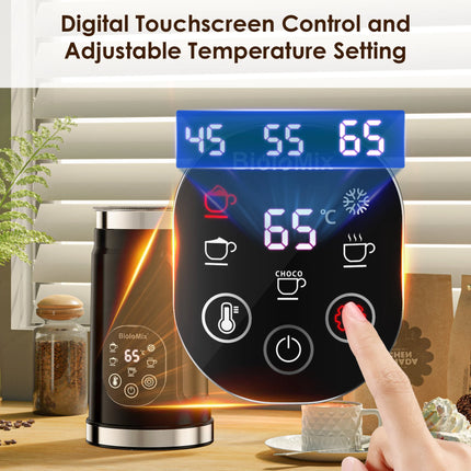 DIBELLAY BioloMix – Mousseur à Lait 5-en-1 avec Écran Tactile LED, Chaud & Froid