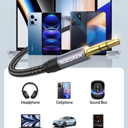 DIBELLAY Rocoren 3.5mm Aux Cable – Male to Male, 5M for Phone, Headphone, Car & Speaker