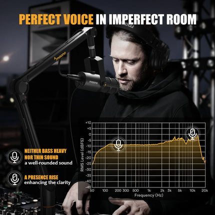 DIBELLAY Maono PD400X USB/XLR Microphone – All-Metal, Mute & Headphone, Podcast/Streaming