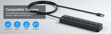 USB 3.0 Hub 7 Ports 5Gbps with Power Switch