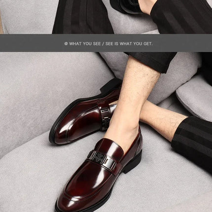 Dress Men's Shoes Premium Leather Glossy Casual Loafers