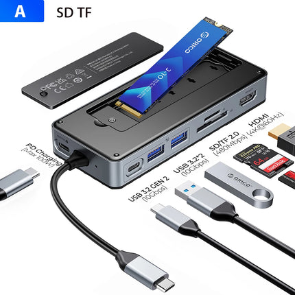 Boîtier SSD ORICO M.2 & Station d’accueil USB-C – 10Gbps, HDMI 4K, PD100W