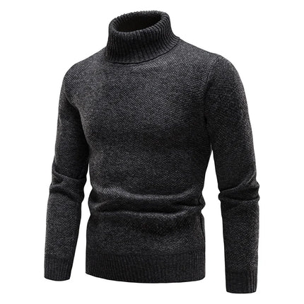 DIBELLAY Men’s Fleece Turtleneck Sweater – Autumn/Winter Slim Fit