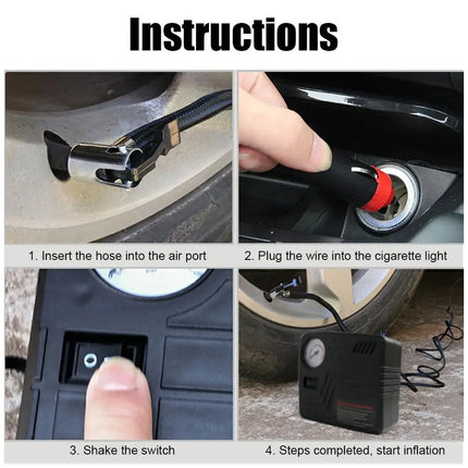12V Car Tire Inflator Air Pump with Pressure Gauge for SUV & Truck