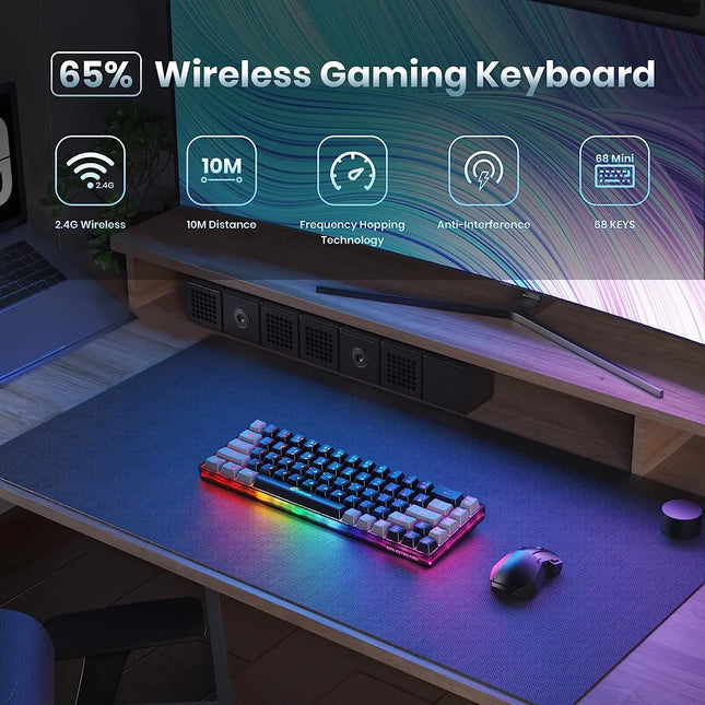 Wireless Gaming Keyboard 68 Keys – Backlit & Rechargeable