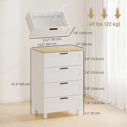 Taylor Chest with 4 Drawers for Bedroom-White