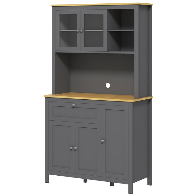 Brooks 71" 5-Door Kitchen/Storage Cabinet with Adjustable Shelves-Grey